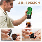 i Cafilas Fast self-heating Portable Electric Espresso Coffee Maker, 2 IN 1 Extraction Espresso Machine, Support Ground Coffee and NS capsule, for Travel,Car,camping,Climbing（Green） Rich Crema