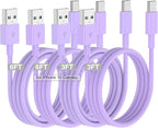 Car Carplay Cable for iPhone 17 16 15 Charger Cord,3/3/6/6FT USB A to USB C Cable for iPhone 17 Pro Max/16 Pro/15 Plus Charger,USB C Car Charger for Apple 17 Air/16 Pro Max/16e/15-Purple