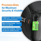 Forge TSA Approved Luggage Locks 4 Digit Combination TSA Travel Locks with TSA008, Open Alert Indicator, Zinc Alloy Body for Luggage, Suitcase, Backpack, and More. Green 4 Locks.