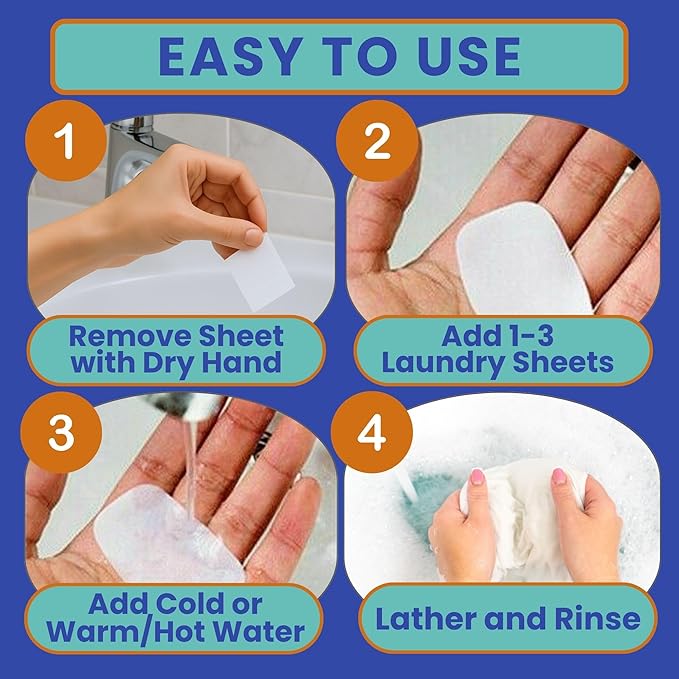 Travel Laundry Detergent Sheets and Foldable Travel Laundry Bag – Compact Laundry Detergent Sheets for Traveling, Dirty Clothes Laundry Bag for Hotels, Cruises & Suitcases