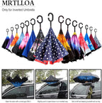 MRTLLOA 40/49/56 Inch Oversize Windproof Inverted Reverse Upside Down Umbrella, Golf Size Rain Umbrella, Double Layer, C-Shaped Handle for Men, Women and Kids