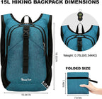 Seektop 15L Small Hiking Backpack for Women Men, Lightweight Hiking Packable Daypack with Phone Pocket for Travel Camping (Teal Blue, 15L)