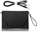 COOKOOKY Straw Clutch Handbag Summer Beach Straw Purse for Women woven Envelope Bag | Straw, Summer, Beach, woven, Straw, Summer