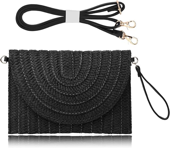 COOKOOKY Straw Clutch Handbag Summer Beach Straw Purse for Women woven Envelope Bag | Straw, Summer, Beach, woven, Straw, Summer