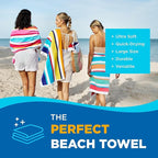 Kaufman - Joey Velour Colored Classic Multi-Color Stripe Beach & Pool Towel - Large 100% Combed Cotton Beach Towel - Soft & Absorbent Colorful Towels - 32" x 62" - 480 Pack