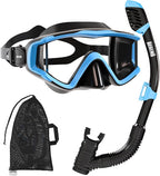 Aegend Snorkeling Gear for Adults Youth Kids, Snorkel Mask with Top Dry Valve - Panoramic View Anti-Leak and Anti-Fog with Mesh Bag for Snorkeling, Scuba Diving, Freediving & Swimming