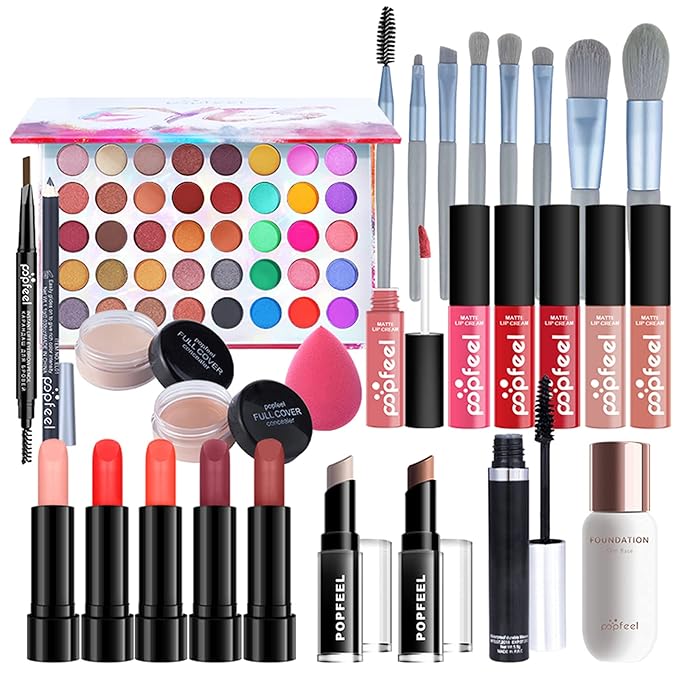 FantasyDay All-in-one Holiday Make up Gift Set | Makeup Kit for Women Full Kit Essential Starter Bundle Include Eyeshadow Palette Lipstick Blush Foundation Concealer Face Powder Mascara Lipgloss Brush