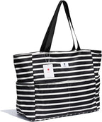 ESVAN Large Foldable Beach Bag for for Women with Dry Wet Compartment Waterproof Sandproof Travel Gym Picnic Handbag