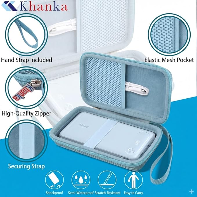 khanka Travel Case for Anker Power Bank, 20,000mAh Portable Charger,Case Only (Violet)