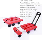 Heavy Duty Folding Flatbed Hand Truck - 6 Wheels Trolley Cart with Expandable Handle 330lbs Capacity for Home Office Travel & Moving (Red)