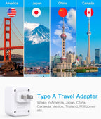HANYCONY US to Japan Plug Adapter, Japan Power Travel Adpter with 2 Outlets 3 USB Ports(2 USB C), Type A Plug Adapter for Amercian USA to Japanese China Canada Mexico Philippines Peru