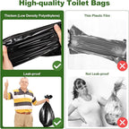 Portable Toilet Bags with Poo Gel Set, 8 Gallon Camping Toilet Bags with Absorbent Gels, Waste Bags, Leak-Proof Trash Bag for Camping Potty, Traveling
