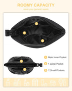 Relavel Mini Makeup Bag, Smaller Cosmetic Pouch for Women, Portable Traveling Car Bag for Essentials with Compartments, Cute Toiletry Bag Organizer, Black