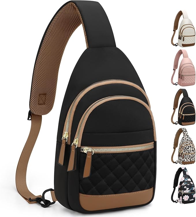 Capolo Sling Bag for Women Men Waterproof Crossbody Bags for Women Trendy Casual Fanny Pack with Convertible Shoulder Strap Chest Bag for Travel Hiking(Black, Medium)