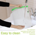MAQIHAN 12PCS Reusable Produce Bags - Mesh Produce Bags Drawstring Reusable Washable Vegetable Storage Bags Refrigerator Keep Fresh Grocery Food Fruits Veggie Green Net Bag Toy Storage Zero Waste Shop
