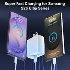 45W USB C Super Fast Charger Type C Charger Fast Charging Android Phone Charger Block with 10FT Type C Charging Cable for Samsung Galaxy S26 Ultra/S26/S26+/S25/S25 Ultra/S25+/S24 Ultra/S23 Ultra/S22