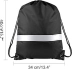 KUUQA 12 Pcs Drawstring Backpack Bag Bulk Reflective Backpack Black String Bags Cinch Sack Backpack for Team Yoga Sport Gym Traveling