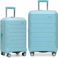 Traveler's Choice Pagosa Hardshell Expandable Luggage with Spinner Wheels, Baby Blue, 2-Piece Set (22/26)