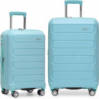 Traveler's Choice Pagosa Hardshell Expandable Luggage with Spinner Wheels, Baby Blue, 2-Piece Set (22/26)