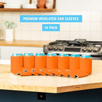 Blank Beer Can Coolers Sleeves (14-Pack) Soft Insulated Beer Can Cooler Sleeves - HTV Friendly Plain Can Sleeves for Beer Cans & Bottles - Blanks for Vinyl Projects Wedding Favors & Gifts (Orange)