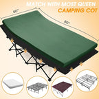 CYMULA Camping Cot Mattress 2in Memory Foam Sleeping Pad,Soft Warm Non-Slip Camping Mattress Topper with Retaining for Adults,Portable Roll up Pad for Travel（only Mattress）
