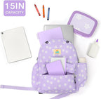STEAMEDBUN Corduroy Kids Backpack for Girls and Boys 5-8: Girls Backpack for Elementary Kindergarten - 15 inch Cute Backpacks for Kids - Floral