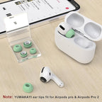 3 Pairs Replacement Ear Tips for AirPods Pro and 2nd Generation with Noise Reduction Hole, Silicone Ear Tips for AirPods Pro with Portable Storage Box and Fits in Charging Case (S/M/L, Mint Green)