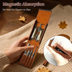 Nail Clippers Set 7 Pcs, Stainless Steel Toenail & Fingernail Clipper Set, Portable Travel Mens Nail Cutter, Manicure Grooming Kit for Men, Women, Gift Ideas (Brown)