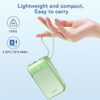 Magnetic Power Bank 10000mAh, Wireless Portable Charger with 15W Max Fast Charging & Built-in USB-C Cable, 22.5W PD LED Display Battery Pack Compatible with iPhone 17/16/15, Samsung Galaxy(green)