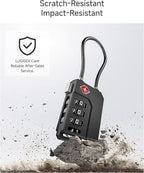 LUGGEX TSA Locks for Luggage, Suitcase Locks TSA Approved, Luggage Locks, Ease of Use & Durable(Black,2 Pack)