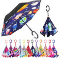 MRTLLOA 40/49/56 Inch Oversize Windproof Inverted Reverse Upside Down Umbrella, Golf Size Rain Umbrella, Double Layer, C-Shaped Handle for Men, Women and Kids