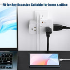 Surge Protector Outlet Extender with Rotating Plug, Multi Plug Outlet Extender with 4 Splitter and 2 USB Ports & 2 USB C Wall Charger, 3 Side Swivel Splitter for Home Office Dorm Travel