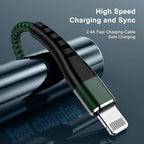 Essri 2Pack for iPhone Charger Cord 10FT, Lighting Cable 10 Feet to USB Charging Cable, Nylon Braided Charging Cord 10 Foot Compatible with iPhone 14 13 12 11 X XS XR 15 Pad -Green