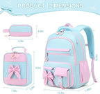 DIGOBAY Backpack for Girls, 3PCS Girls Backpack for School with Lunch Bag Pencil Case, Cute Kids Teens Bookbag for Kindergarten Elementary Preschool Middle School