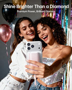 iWALK Sparkly 10000mAh Portable Charger, 22.5W Fast Charging Small Power Bank with Built-in USB-C Cable, Diamond Glitter Ultra-Compact Battery for iPhone 17/17 Pro/16/16 Pro/15, Samsung,ShinyPink