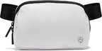 Pander Two Way Zipper Fanny Pack Nylon Everywhere Belt Bag for Women, Water Repellent Waist Packs, Crossbody Bags with Adjustable Strap (White).