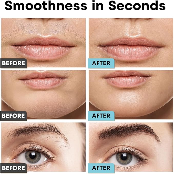 Rechargeable Eyebrow and Facial Hair Remover for Women - 2 in 1 Razor with Built-in LED Light for Painless Hair Removal