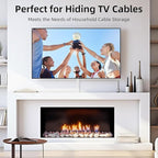 Delamu Cord Hider for Wall Mounted TV, 113.6in Paintable Cable Cover System, Self-Adhesive Cable Management Raceway Kit Hides 3-4 Wires, Baseboard Wire Hider Easy Installation, W 1.18 H 0.60in, White
