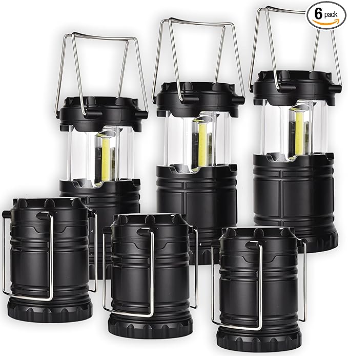 KPKJOO Lantern Collapsible Camping Light, Battery Operated Lanterns LED Super Bright for Power Outages Indoor Emergency Outdoor Camping Hiking Kit (6, COB)