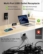 PD USB Outlet with Light,20W Power Delivery USB Receptacle with Night Light, 20A Tamper-Resistant Wall Outlet, Fast Charging Type A & USB-C Charger for Smartphones, Laptops, Tablets (4, Black)
