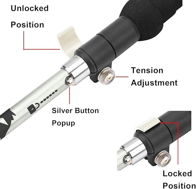 A ALAFEN Aluminum Collapsible Ultralight Travel Trekking Hiking Pole for Men and Women (Fits 5'3" - 6'2")