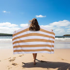 COTTON CRAFT Oversized XL Beach Towel - 2 Pack 39 x 68 inches Big & Huge Beach Blanket Towel - 100% Cotton Velour Thick Plush 450 GSM Super Soft Luxury - Pool Picnic Bath Towel - Cabana Stripe Linen