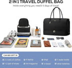 Travel Weekender Duffle Bag for Women - Overnight Bag with Shoe Compartment Carry on Bag with Toiletry Bag Gym Duffel Bag with Wet Pocket Hospital Bags for Labor and Delivery 3 Pcs Set Black