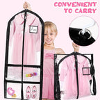 Woanger 6 Pcs Garment Bags for Dance Costumes Clear PVC with Zippers Garment Bag with Pockets Dance Costume Organizer Carrier for Storage Cover for Adult(Transparent,20'' X 40'')