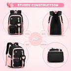 MOONBABY Girls Backpack, Kids Backpack for Girls, School bag for Primary Elementary Teenage, Middle School Students Bookbag