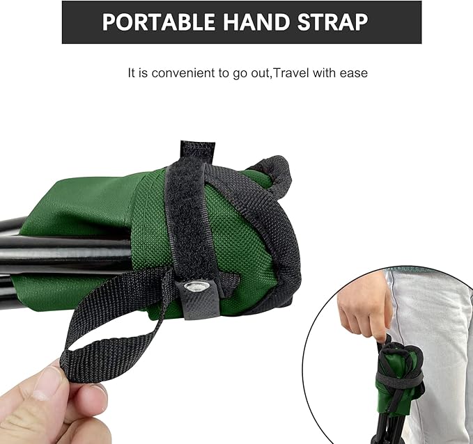 Folding Camping Stool Portable Outdoor Chair Use Height 13.7in Fishing Chair Seat for Camping Hiking Golf Hunting Hiking Outdoor Gardening and Travel Beach Maximum Weight Capacity 240 lbs(Green)