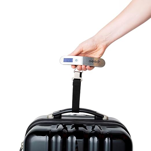 GEGO Scale – Digital Luggage Scale for Travel, Portable Luggage Weigher & Baggage Weight Checker with Temperature Sensor, Backlit LCD Display, Heavy Duty Hook, 110lb/50kg