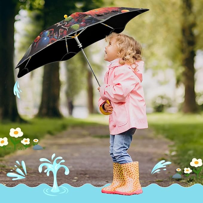 ALAZA Kids Umbrella Stick Umbrellas Cute Umbrella for Boys Girls Toddler UV/Sun Rain Windproof
