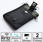 CHENSPRX Minimalist RFID Blocking Small Wallet with ID Window,WaterResistant Zip Id Case Wallet with Lanyard Keychain for Cards,Cash,Travel,Women,Men