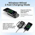 SHENMZ Magnetic Portable Charger 26800mAh for iPhone 17/16/15/14/13/12 with Built-in Cables， iWatch Charger，Wireless Power Bank for Apple Watch and for airpods,Galaxy, Android Phones(Black)